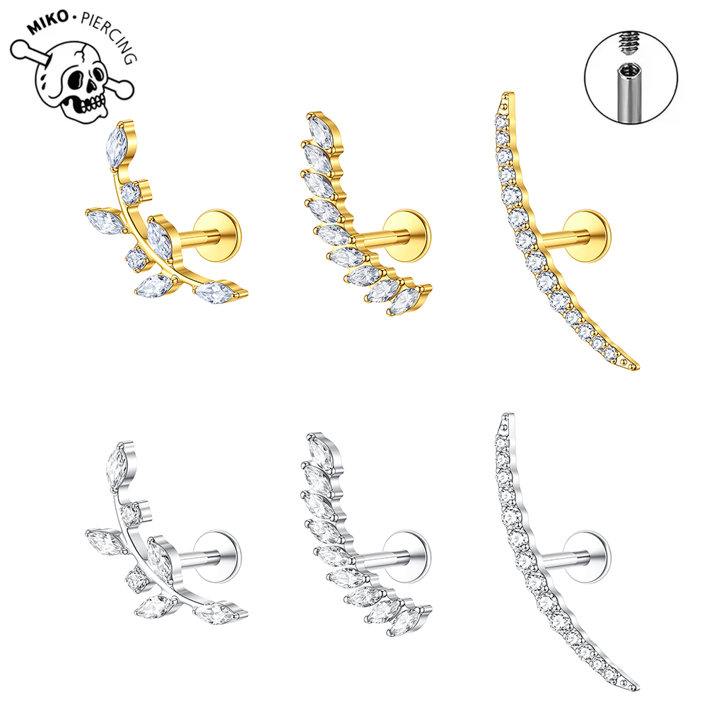 Flat Back Labret Stud - G23 Titanium Ear Climber Cartilage Helix
