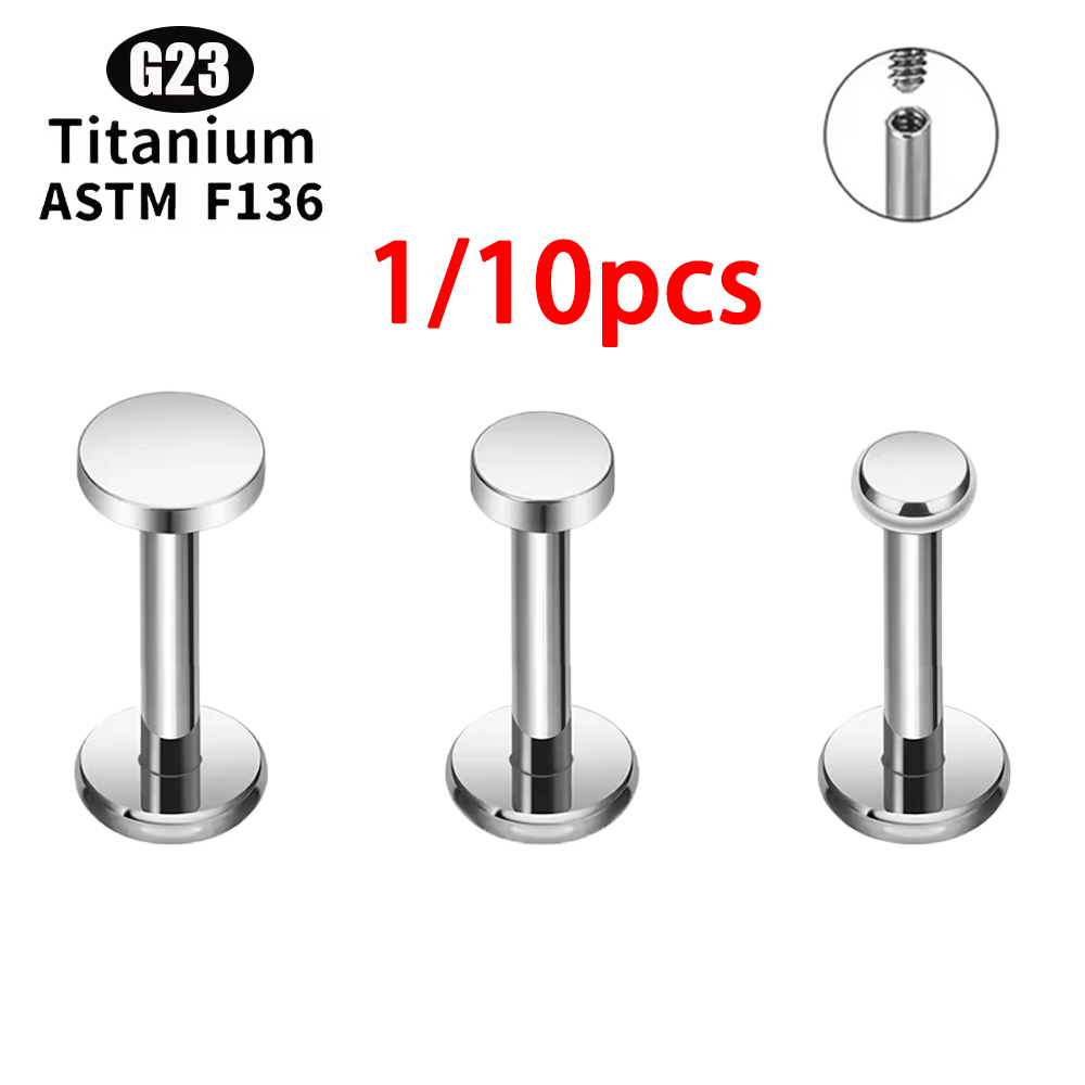 Flat Back Labret Stud - ASTM F136 Titanium Circle Dot Flat