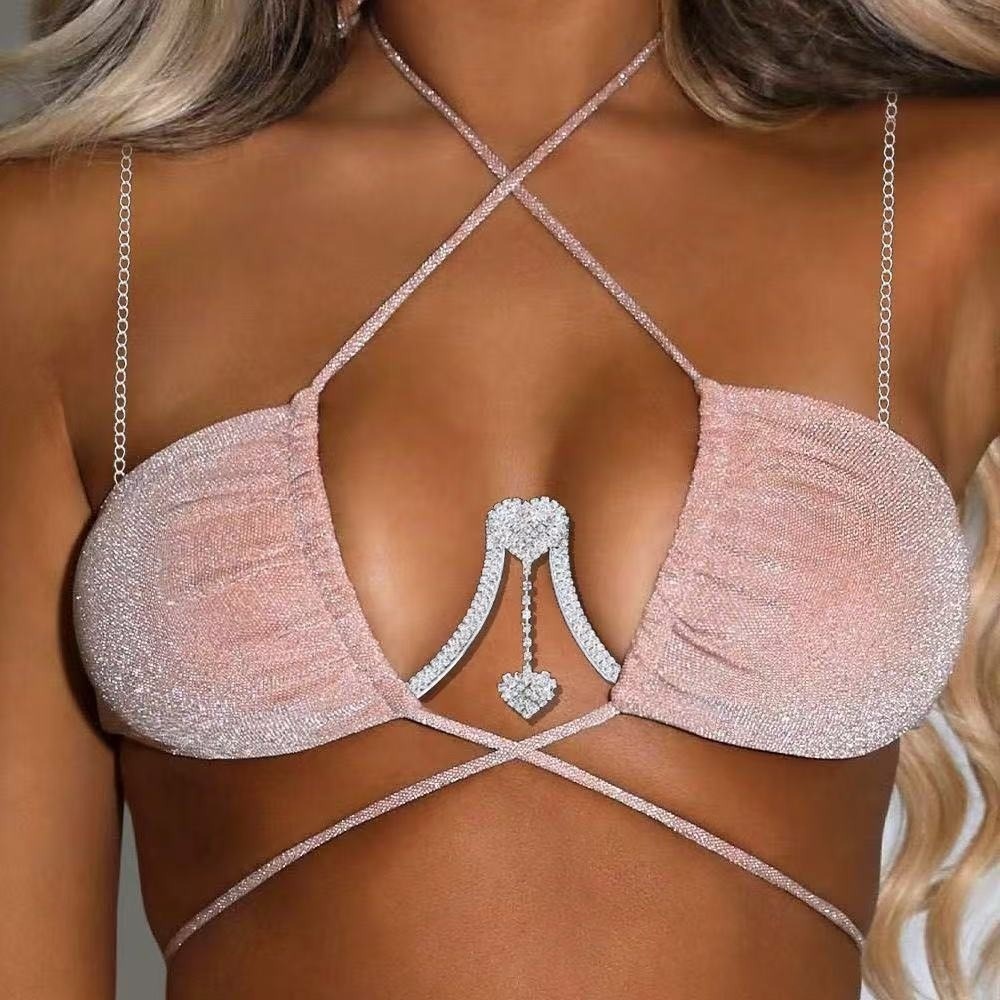 Body Jewelry Dress - Luxury Heart Chest Support Body Chain