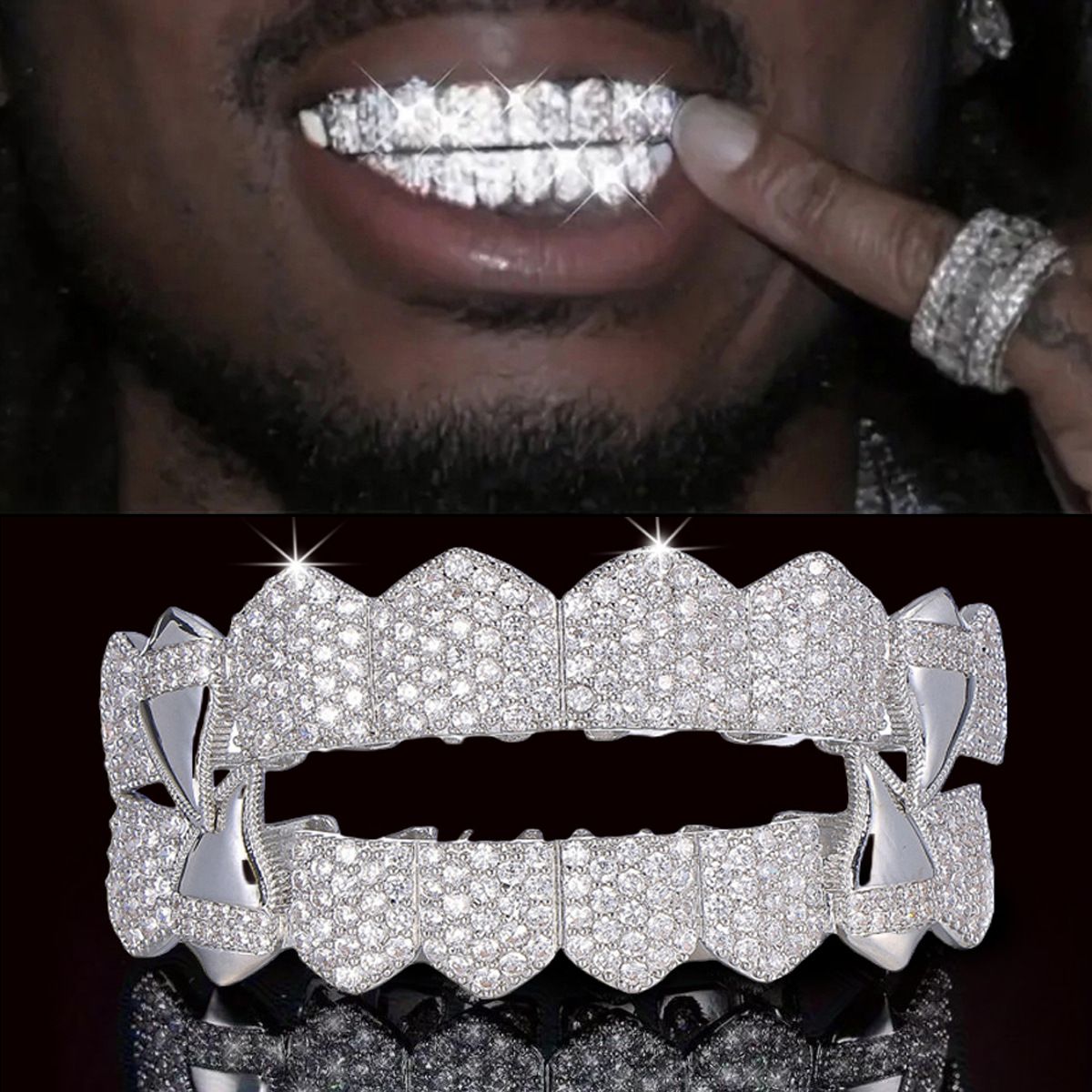 Body Jewelry For Men - RACHELZ Mixed 8/8 Top Bottom Iced