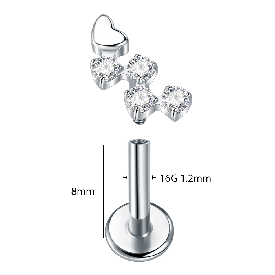 1Pc Titanium Flower Zircon Lab - Flat Back Labret Stud 评论和价格