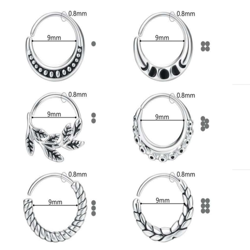 6 pieces of women's nose ring  - Body Jewelry Metal Types 评论和价格