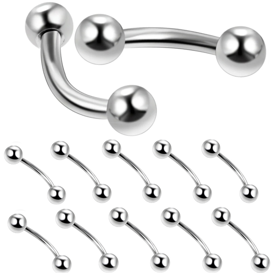 10Pcs/lot Steel Eyebrow Banana - Zoor Body Jewelry 评论和价格