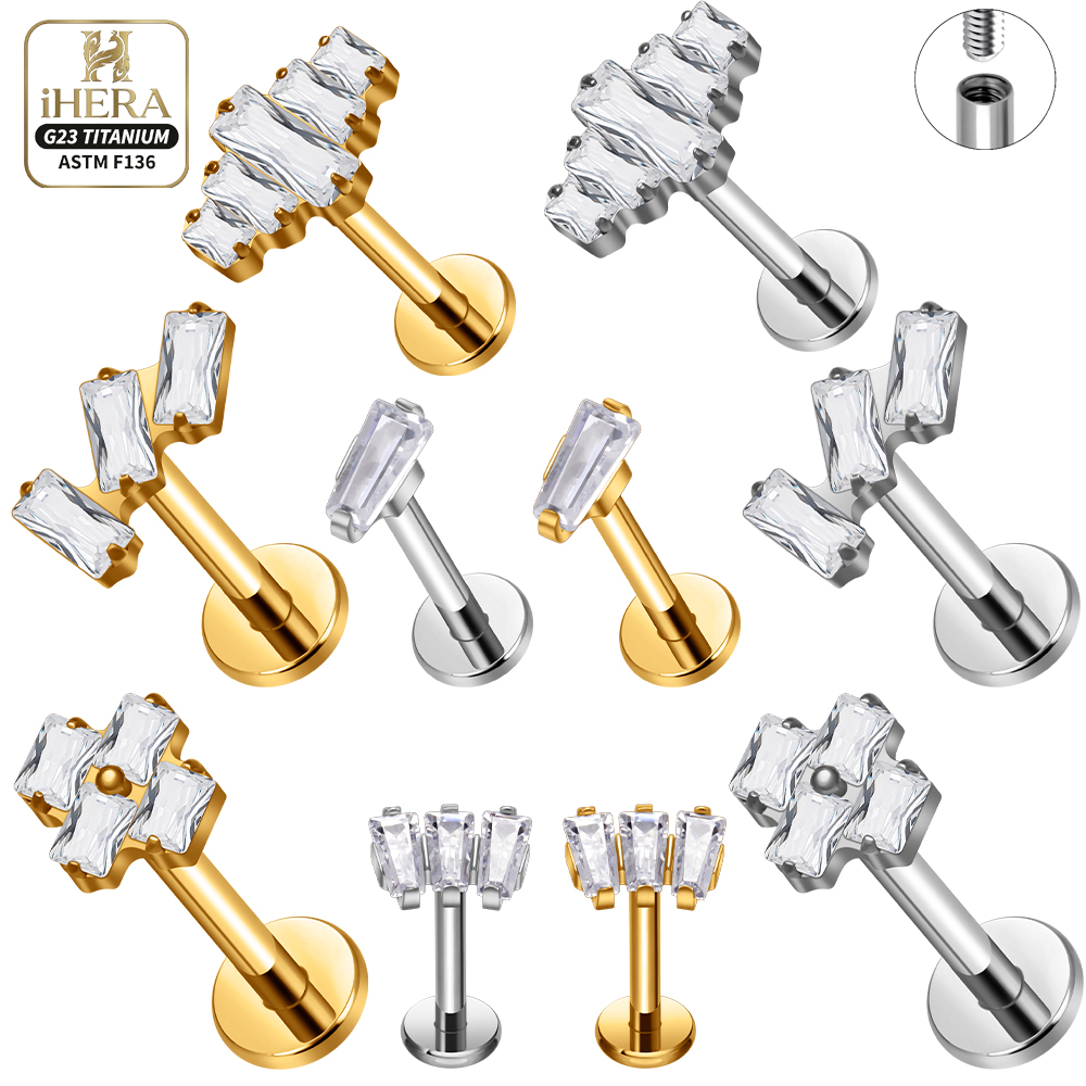 ASTM F136 Titanium Piercing Ba - Flat Back Labret Stud 评论和价格