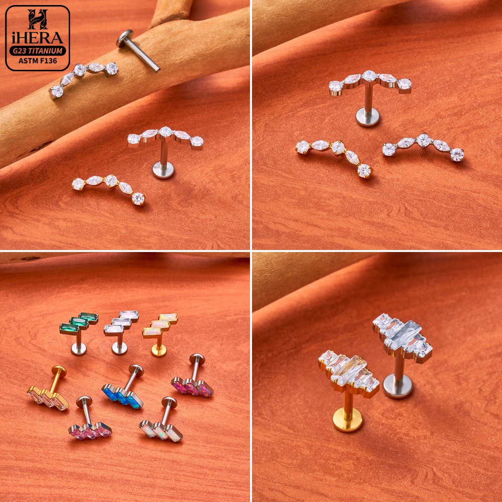 ASTM F136 Titanium Piercing Ba - Flat Back Labret Stud 评论和价格