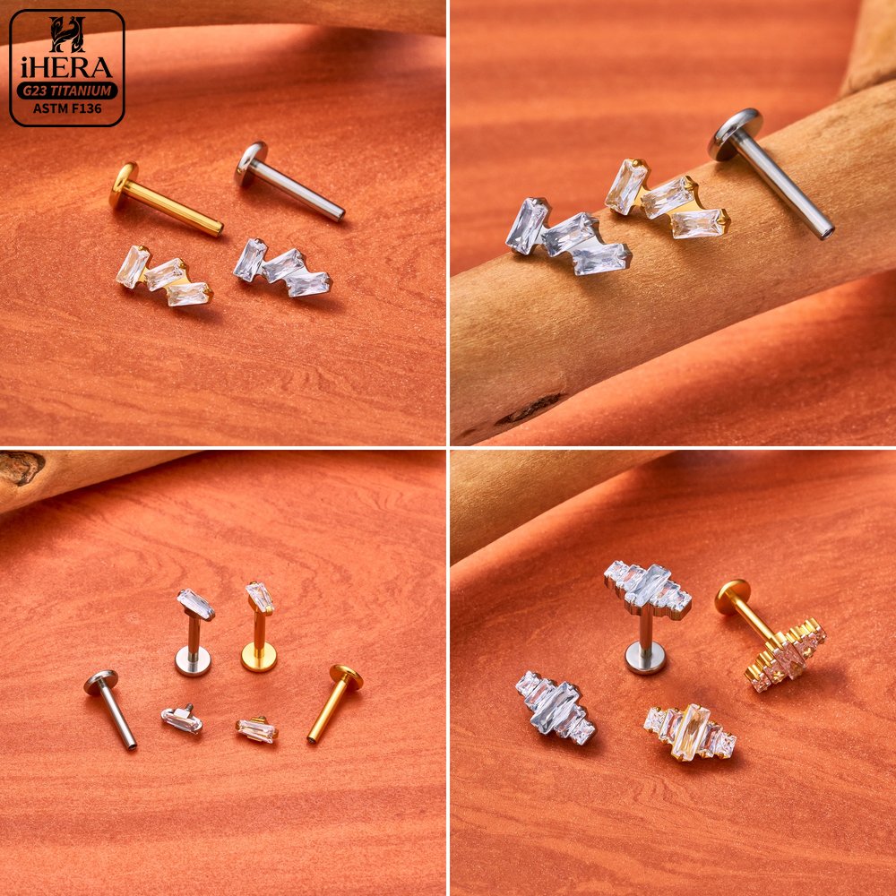 ASTM F136 Titanium Piercing Ba - Flat Back Labret Stud 评论和价格