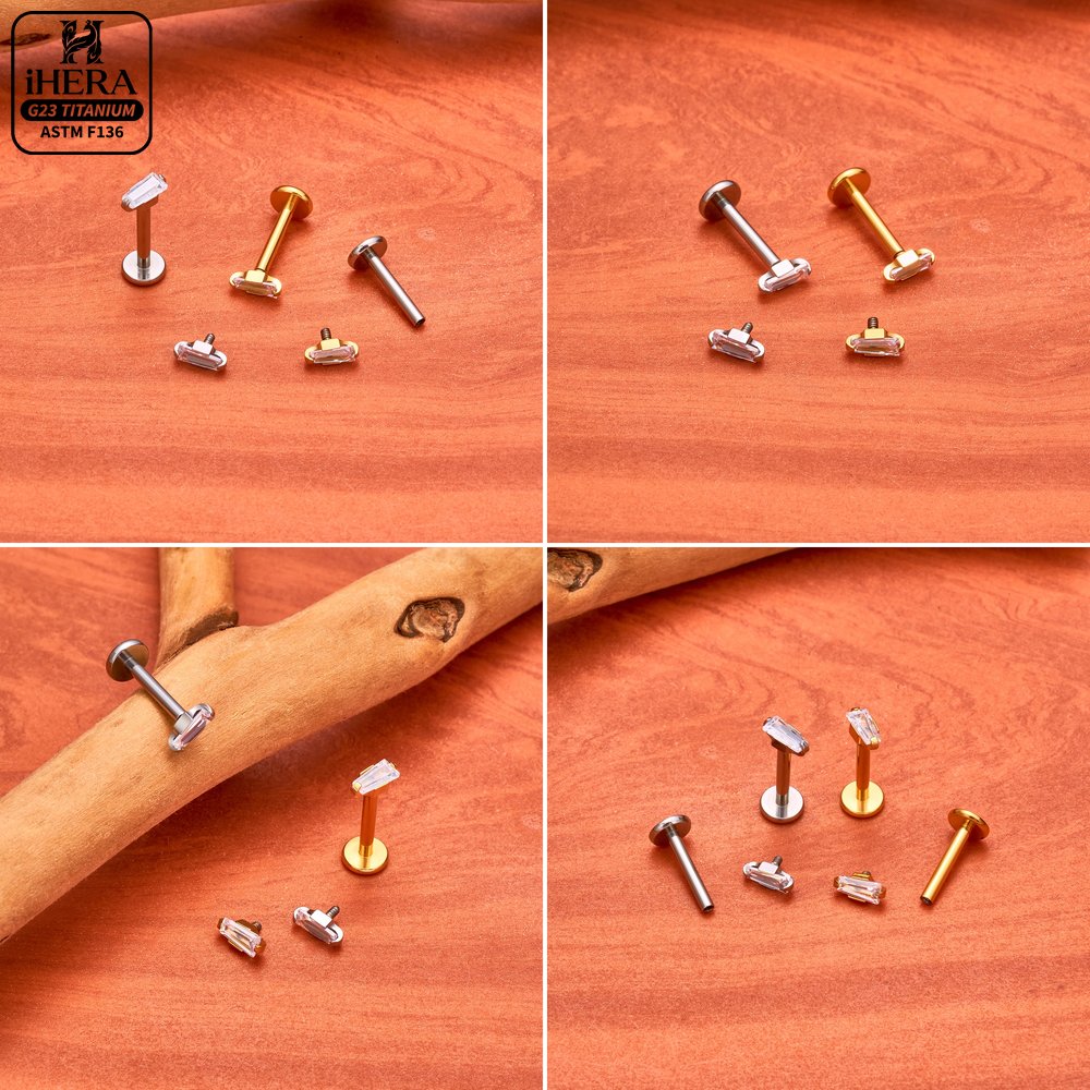 ASTM F136 Titanium Piercing Ba - Flat Back Labret Stud 评论和价格