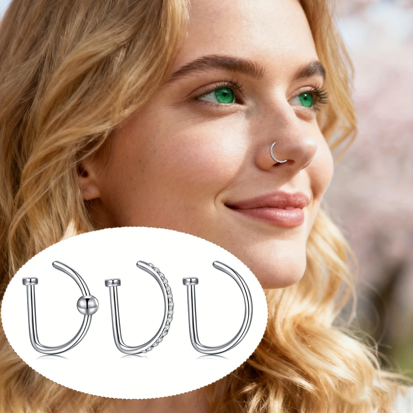 3pcs/Set Fake Nose Piercing 18 - Body Jewelry For Men 评论和价格