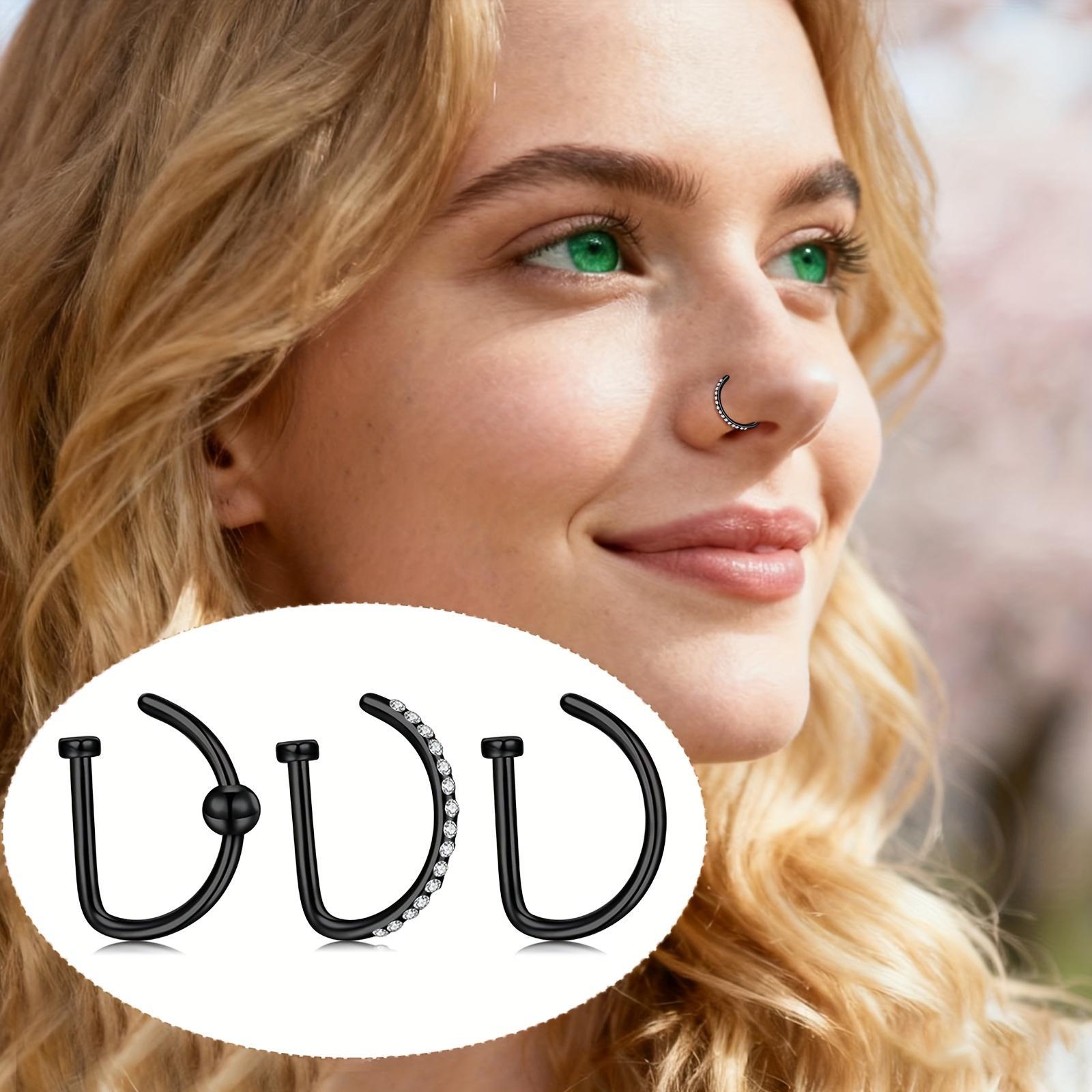 3pcs/Set Fake Nose Piercing 18 - Body Jewelry For Men 评论和价格