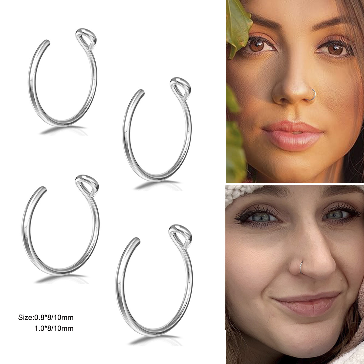 2 Pcs Stainless Steel Personal - Body Jewelry Metal Types 评论和价格