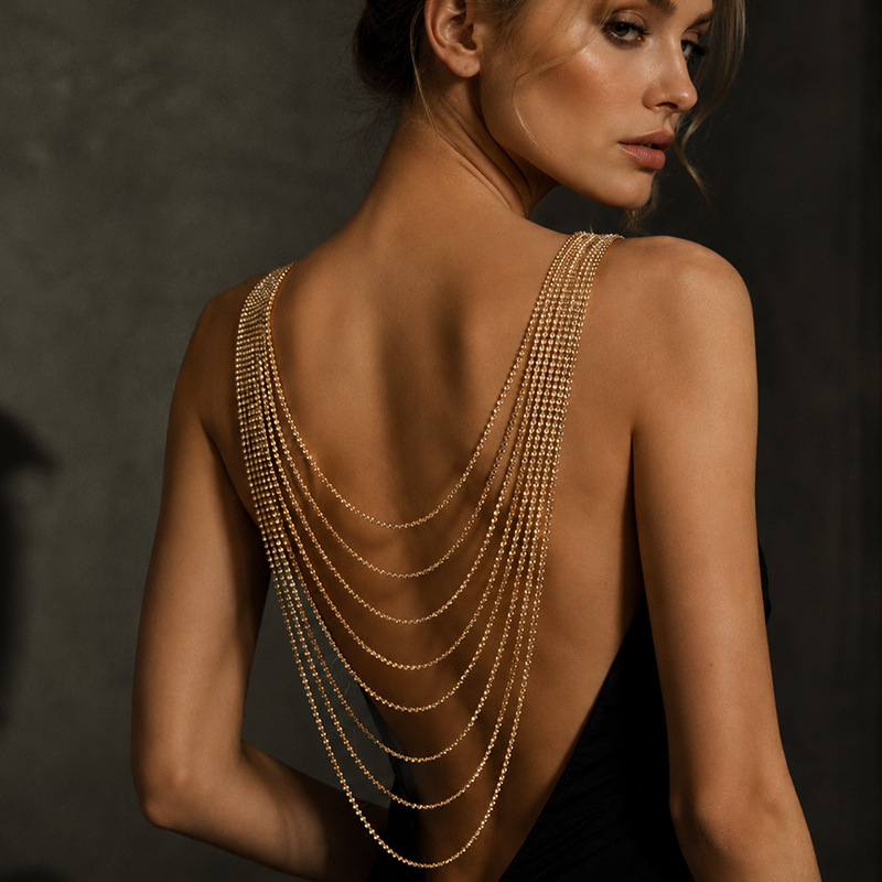 Rhinestone Back Chain Crystal  - Body Jewelry For Backless Dress 评论和价格