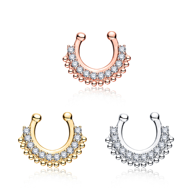 1PCS U-type Fake Septum Clicke - Body Jewelry Metal Types 评论和价格