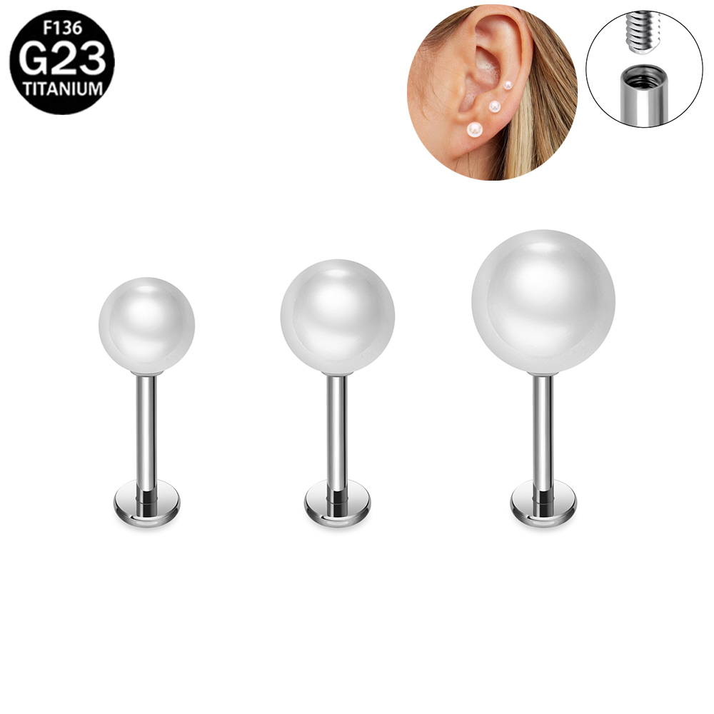 ASTM F136 Titanium Pearl Earri - Flat Back Labret Stud 评论和价格