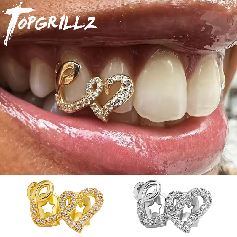 TOPGRILLZ Double Heart Teeth C - Body Jewelry For Men 评论和价格