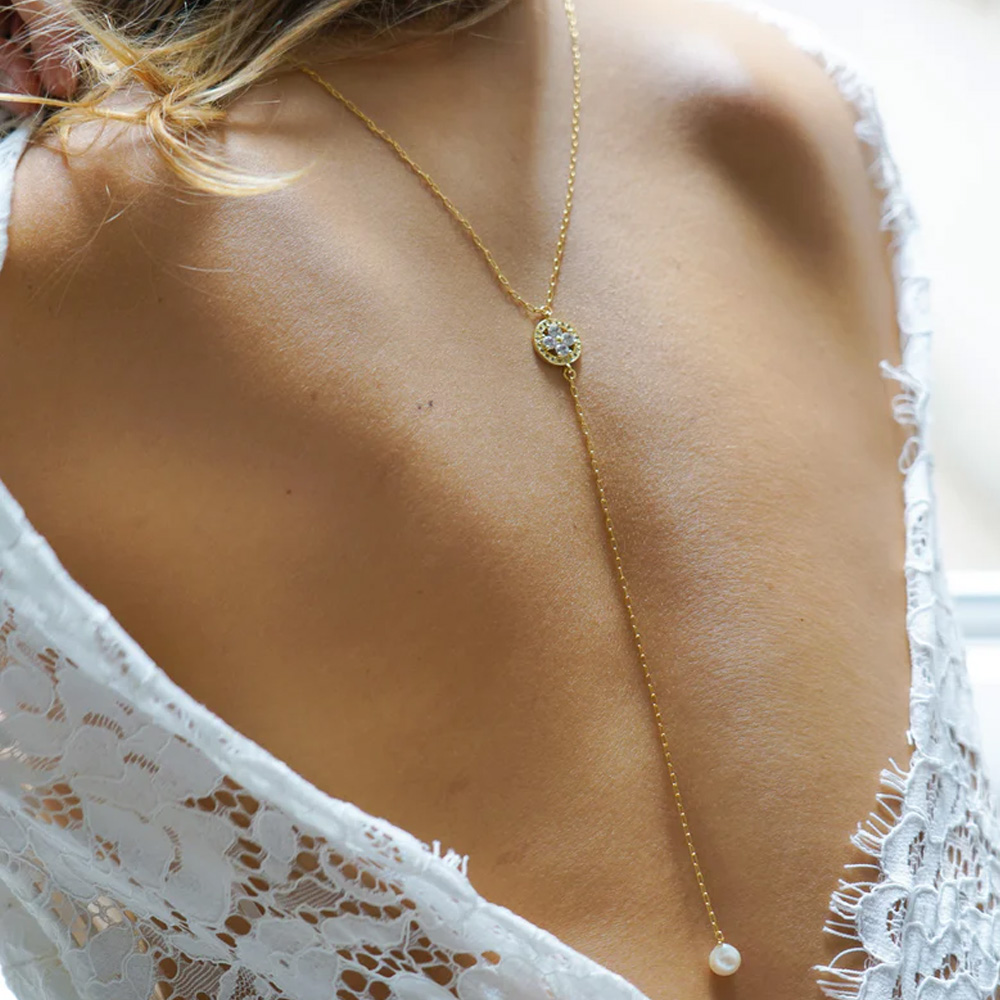 Stonefans Simple Pearl Back Ch - Body Jewelry For Backless Dress 评论和价格