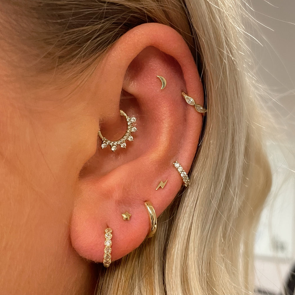 1PC Star Moon Lightning Zircon - Flat Back Labret Stud 评论和价格