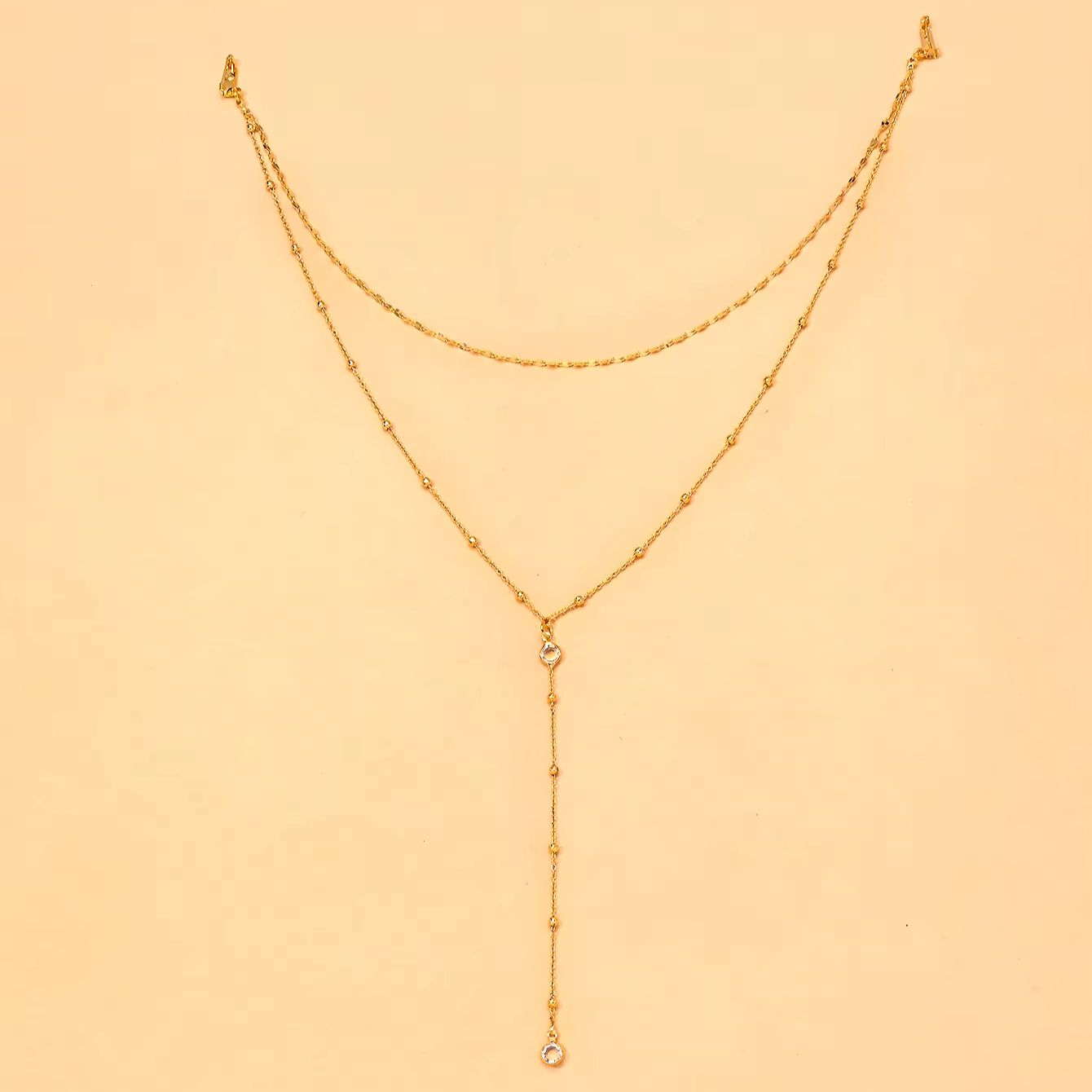Delicate Gold Plated CZ Beaded - Body Jewelry For Backless Dress 评论和价格
