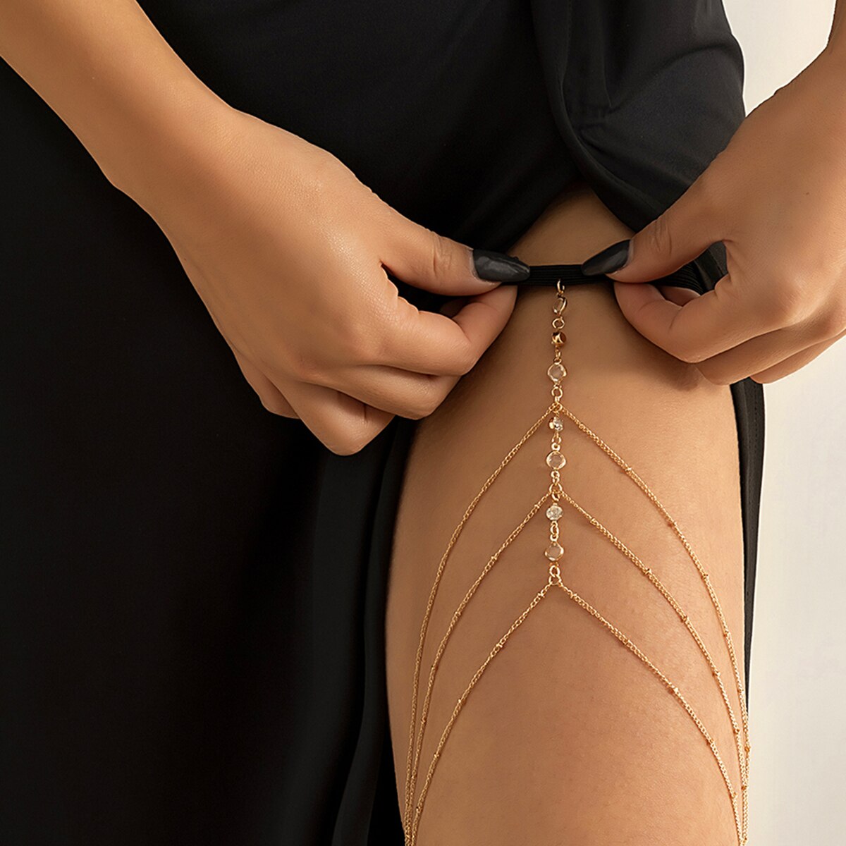 Boho Elastic Band Crystal Leg  - Body Jewelry Dress 评论和价格