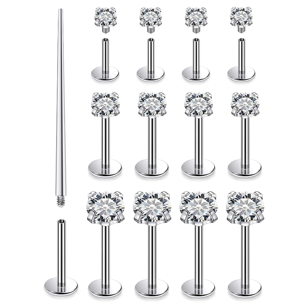 13 PCS Labret Piercing Set Sur - Flat Back Labret Stud 评论和价格