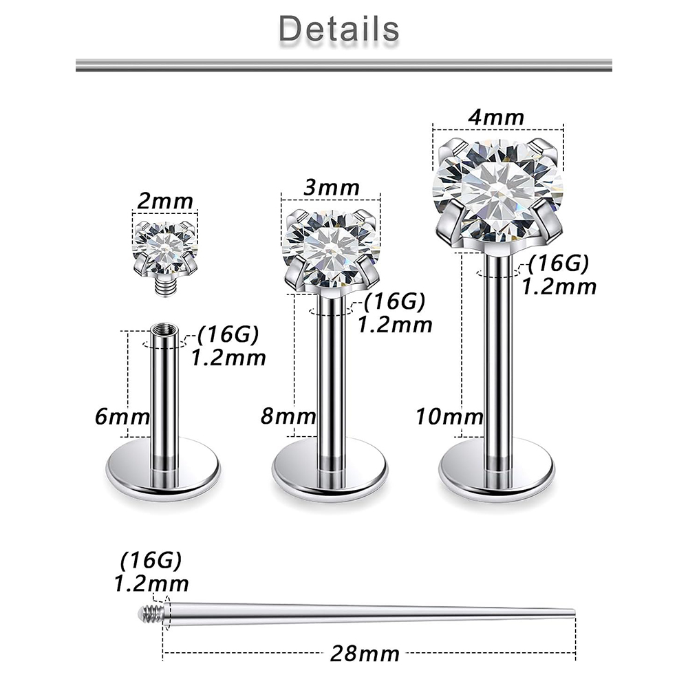 13 PCS Labret Piercing Set Sur - Flat Back Labret Stud 评论和价格