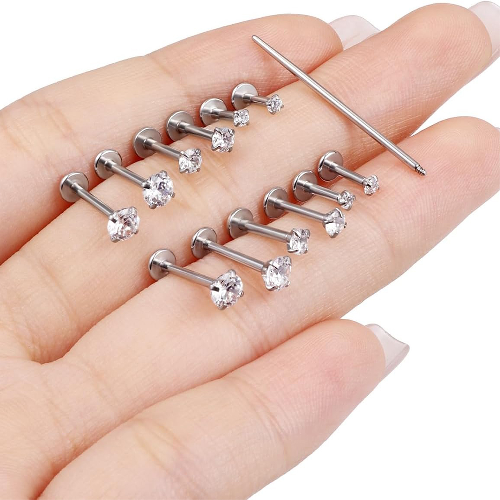 13 PCS Labret Piercing Set Sur - Flat Back Labret Stud 评论和价格
