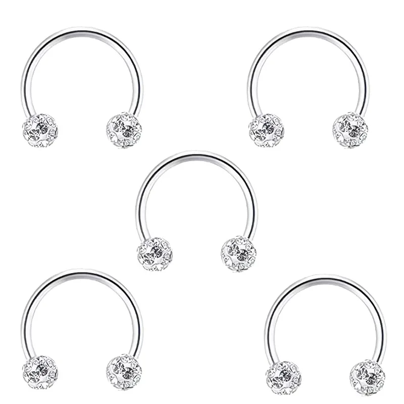 5pc Stainless Steel Rhinestone - Body Jewelry Metal Types 评论和价格