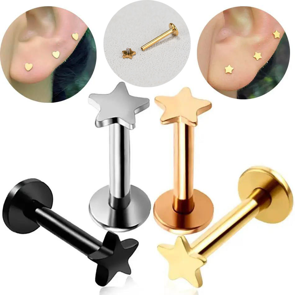 16G Piercing Titanium Steel In - Flat Back Labret Stud 评论和价格