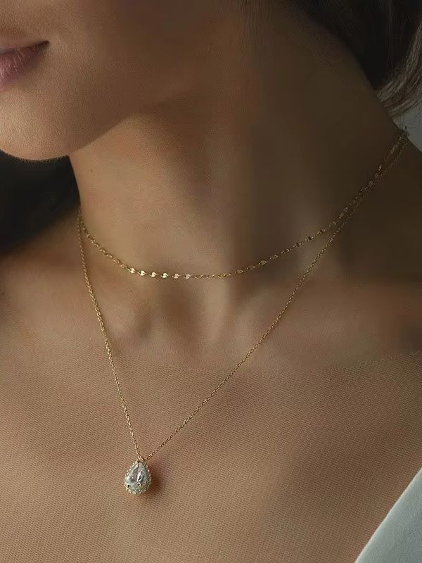 Gold Silver Teardrop Crystal B - Body Jewelry For Backless Dress 评论和价格