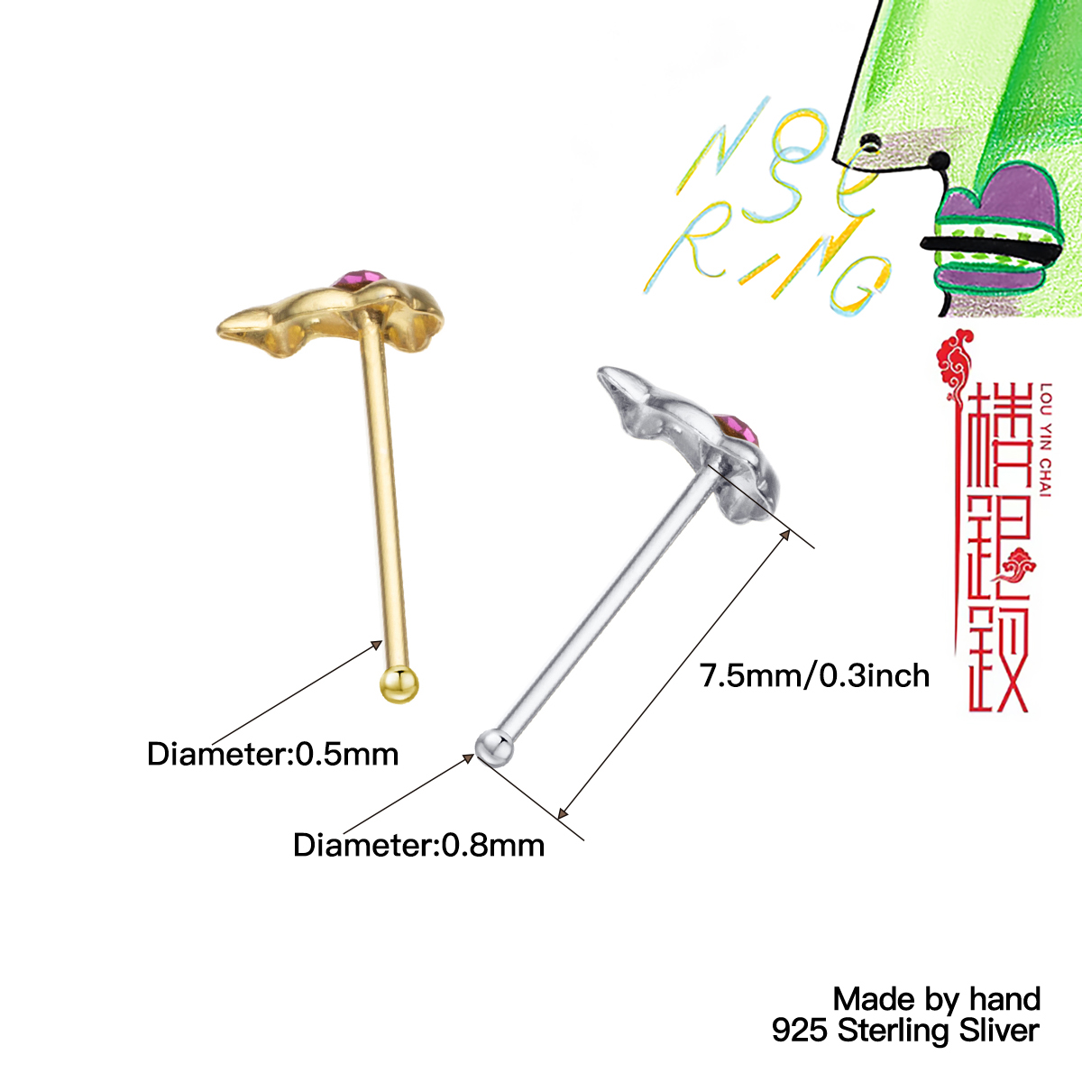 925 Sterling Silver Mini Cute  - Body Jewelry Metal Types 评论和价格