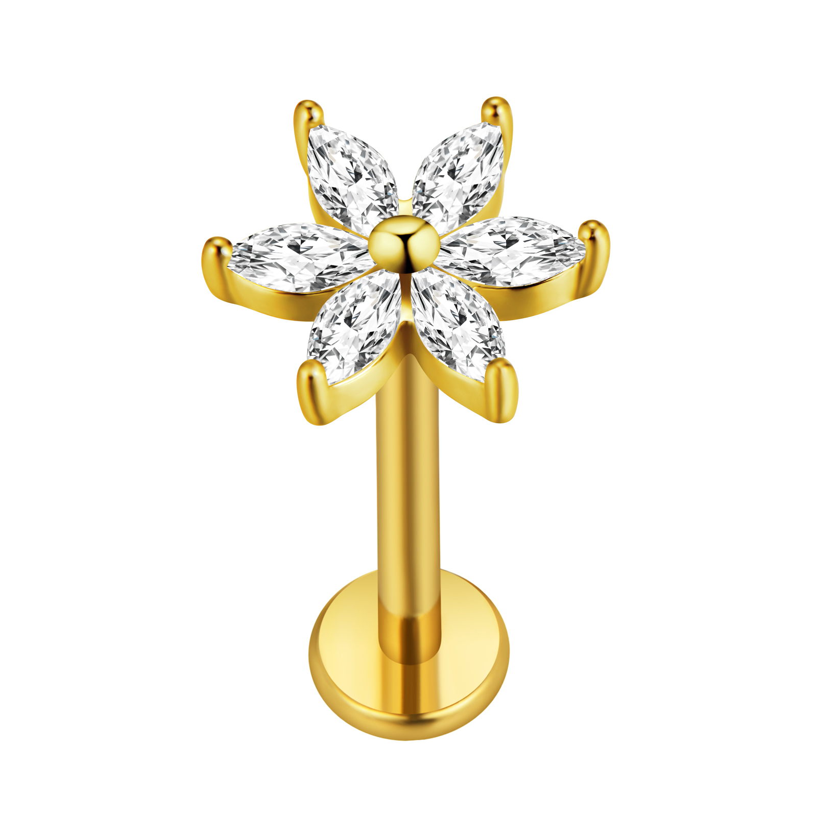 Maple Leaf Labret Piercing Sta - Flat Back Labret Stud 评论和价格