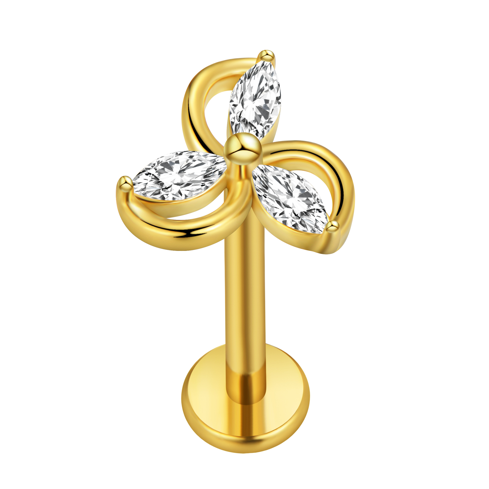 Maple Leaf Labret Piercing Sta - Flat Back Labret Stud 评论和价格