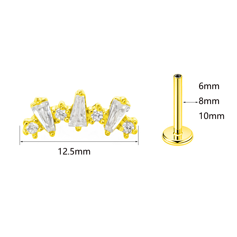 Internal Threaded Cubic Zircon - Flat Back Labret Stud 评论和价格