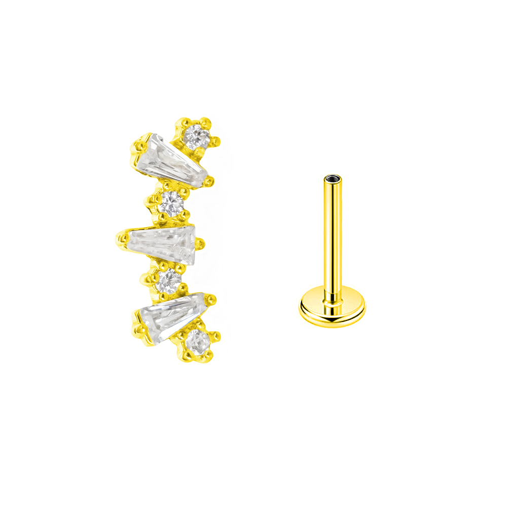 Internal Threaded Cubic Zircon - Flat Back Labret Stud 评论和价格