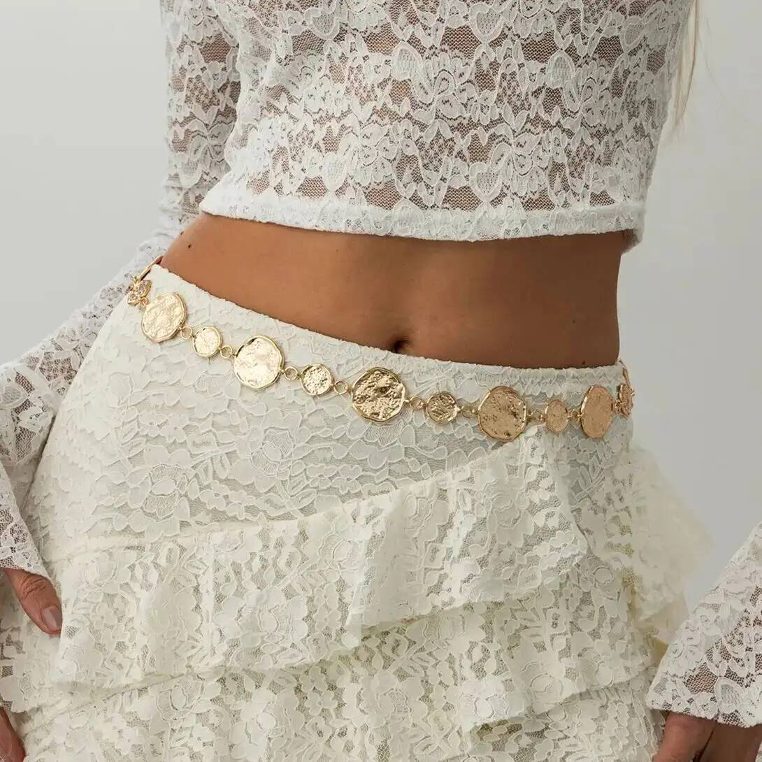 Punk Gold Color Round Belly Wa - Body Jewelry Dress 评论和价格