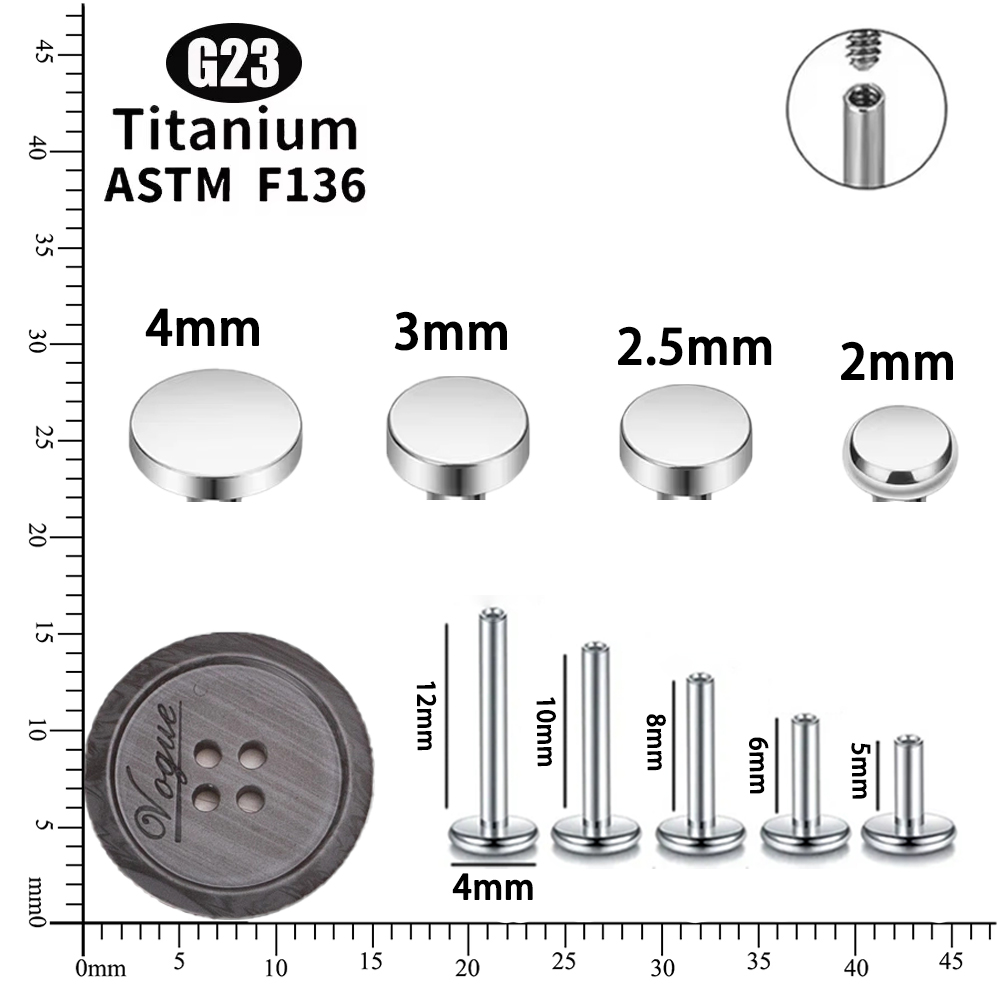ASTM F136 Titanium Circle Dot  - Flat Back Labret Stud 评论和价格