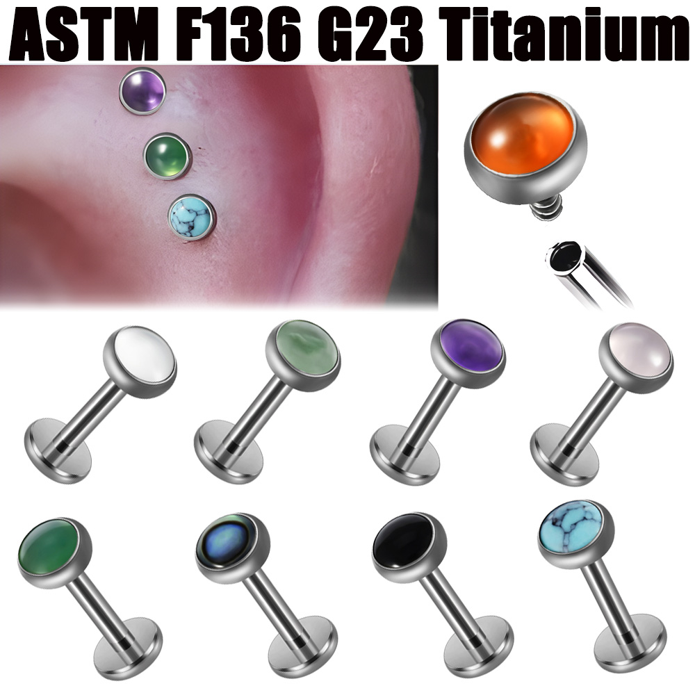 1PC 16g G23 Titanium Crystal&S - Flat Back Labret Stud 评论和价格