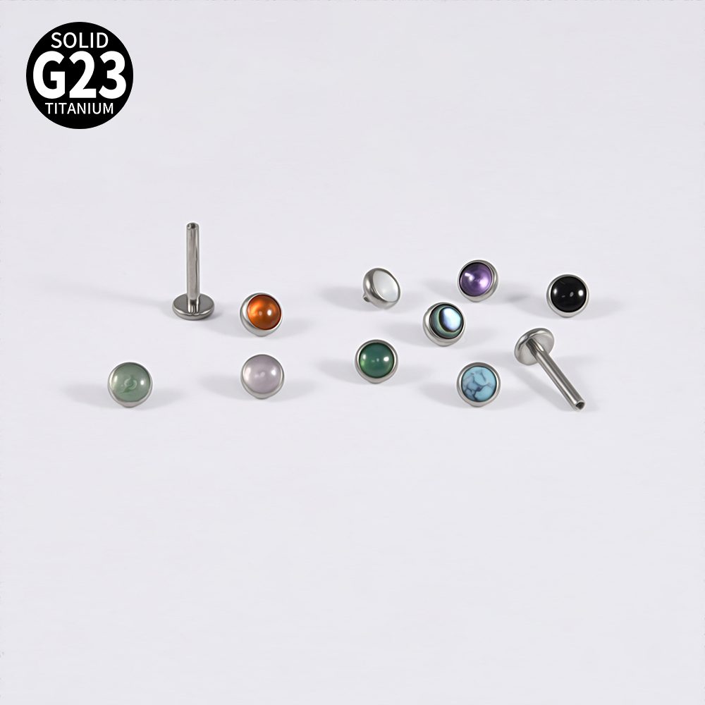 1PC 16g G23 Titanium Crystal&S - Flat Back Labret Stud 评论和价格