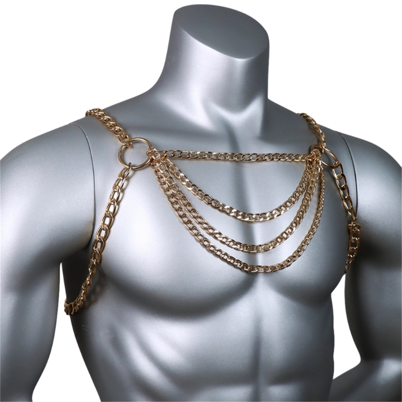Men's Sexy Metal Body Chest Ch - Body Jewelry For Men 评论和价格