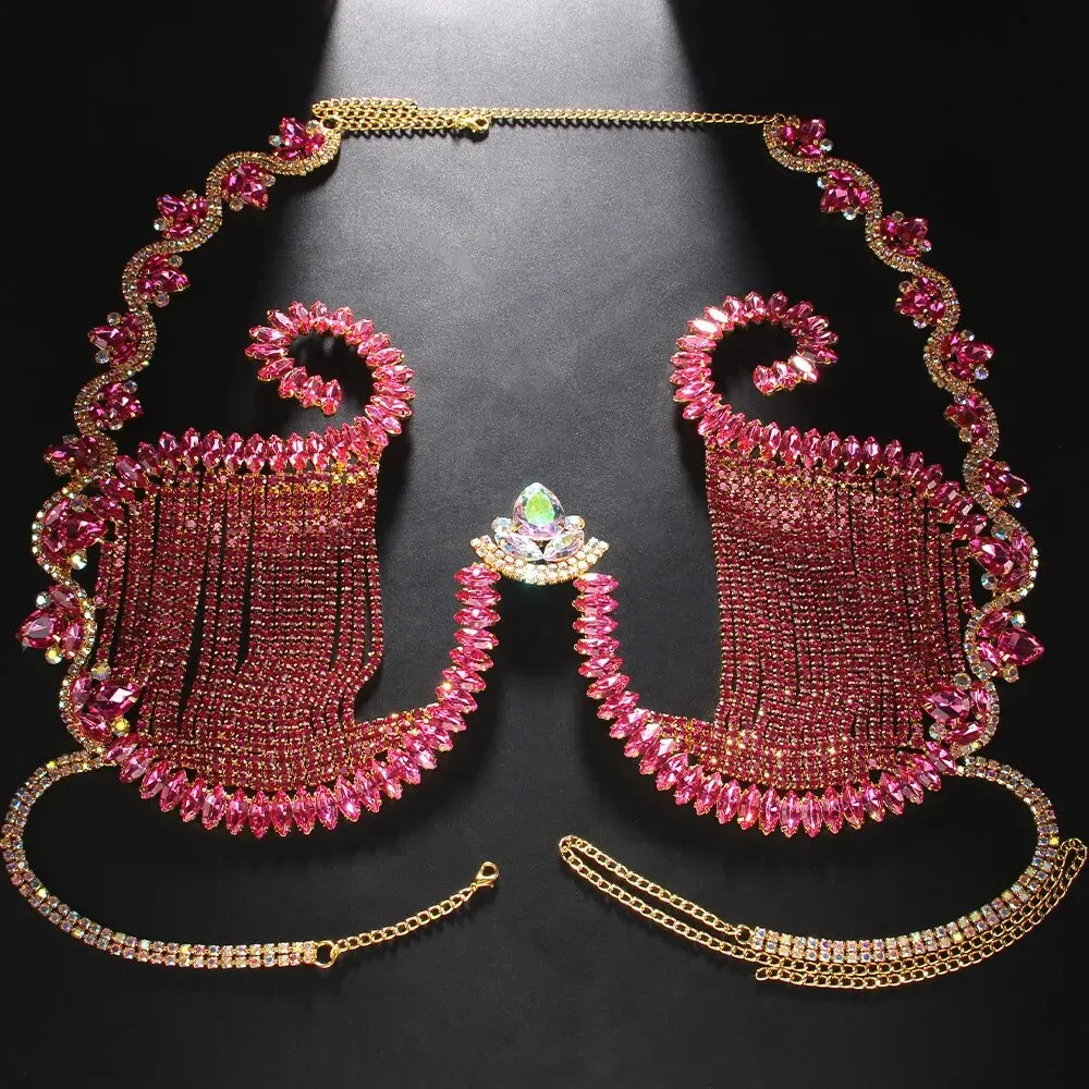 Rave Pink Crystal Chest Bracke - Body Jewelry Dress 评论和价格
