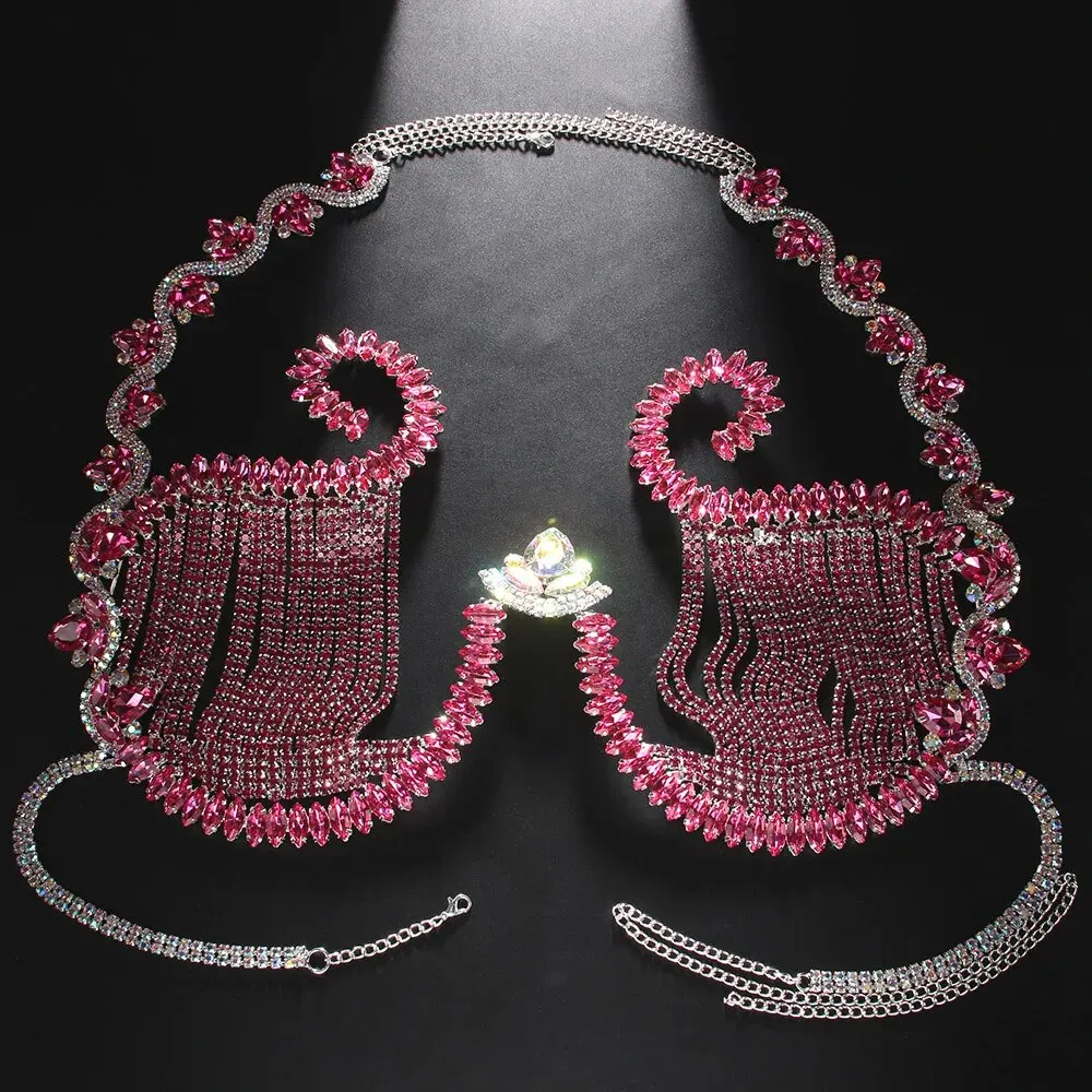 Rave Pink Crystal Chest Bracke - Body Jewelry Dress 评论和价格