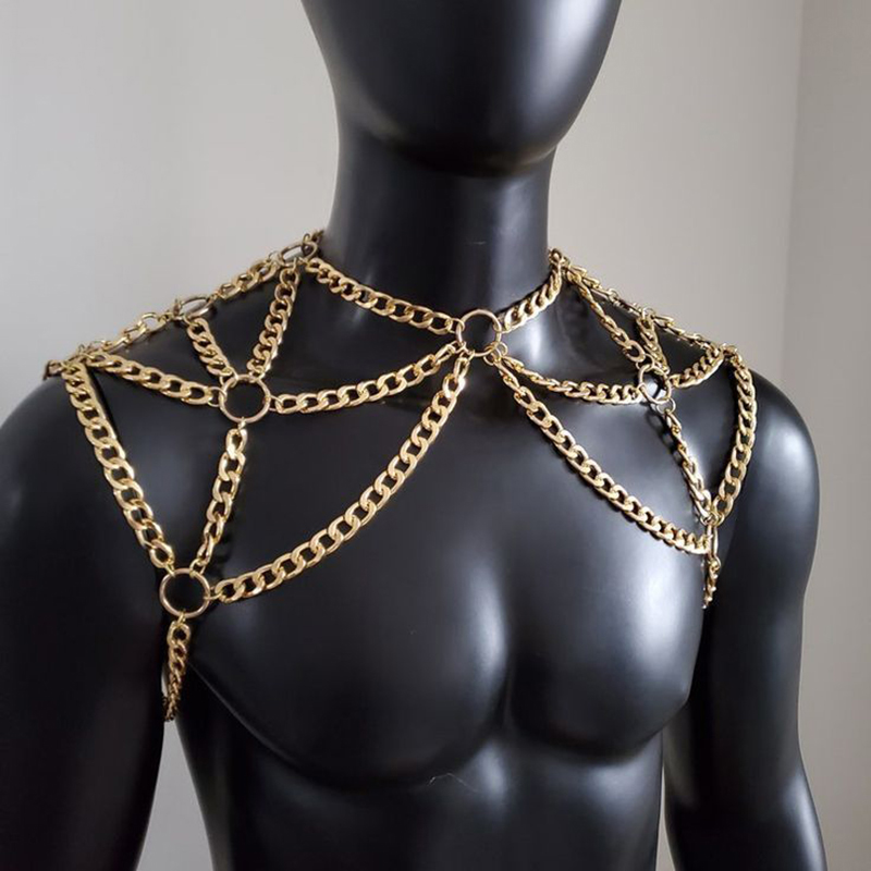 Punk Men Shoulder Body Chain B - Body Jewelry For Men 评论和价格