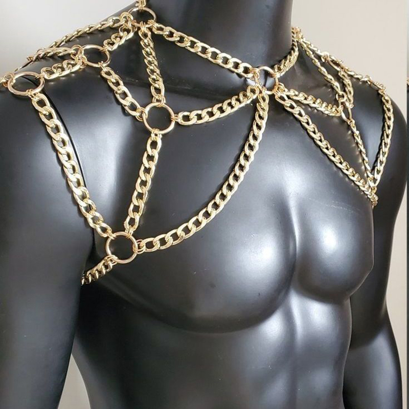 Punk Men Shoulder Body Chain B - Body Jewelry For Men 评论和价格