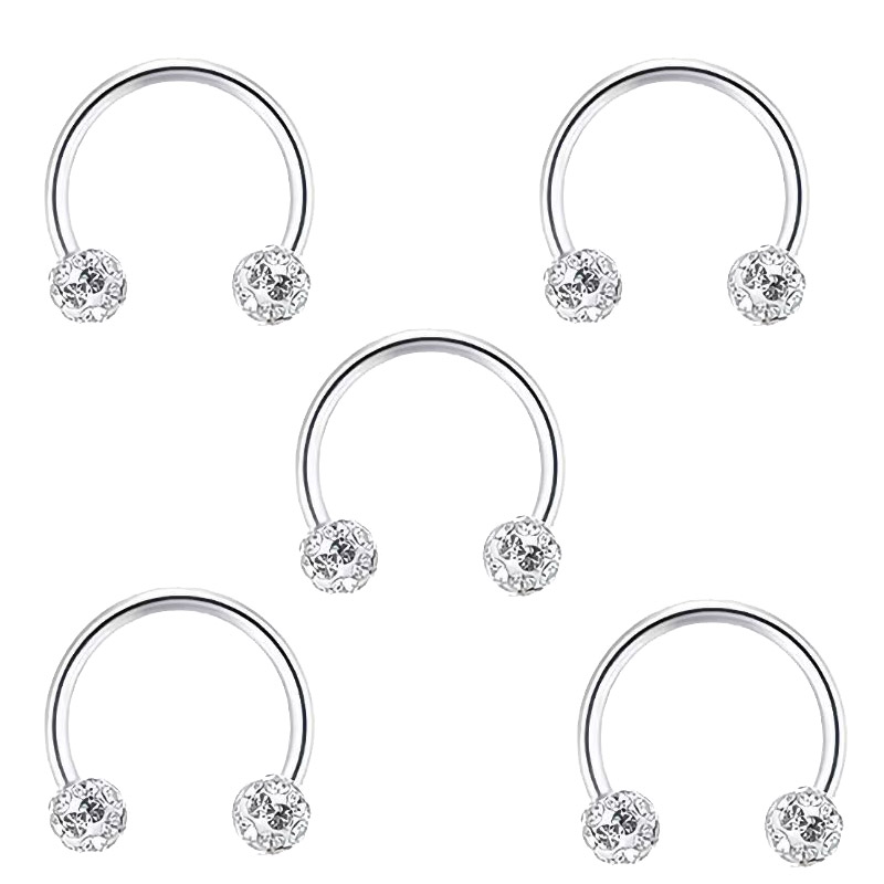 5pc Stainless Steel Rhinestone - Body Jewelry Metal Types 评论和价格