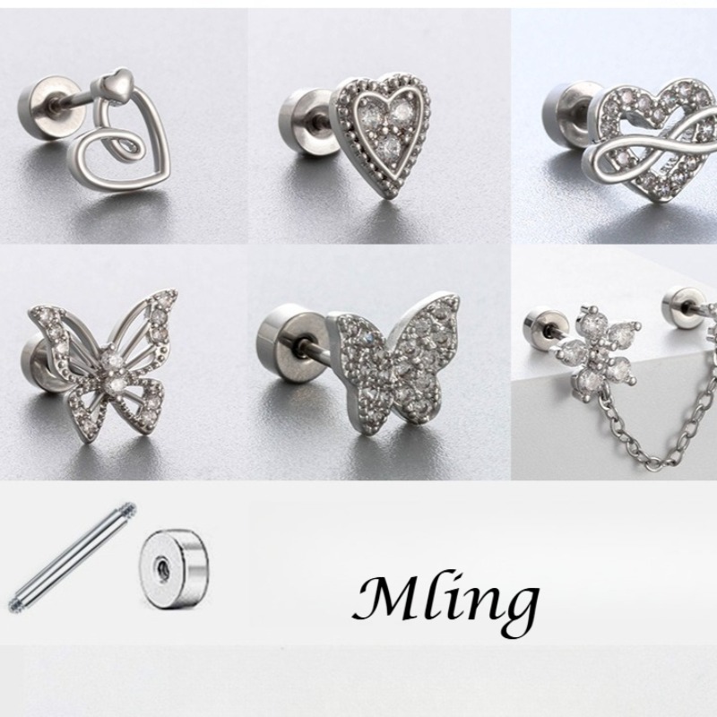 G23 Titanium Heart Flat Back C - Flat Back Labret Stud 评论和价格