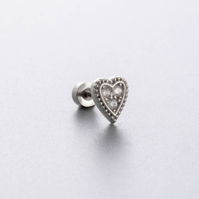 G23 Titanium Heart Flat Back C - Flat Back Labret Stud 评论和价格
