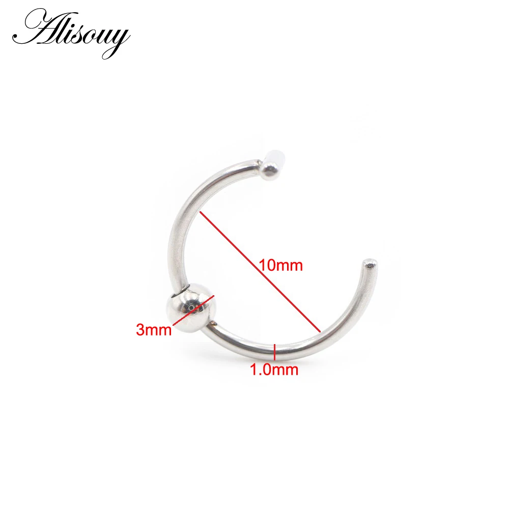 1 Piece Stainless Steel Nose R - Body Jewelry Metal Types 评论和价格
