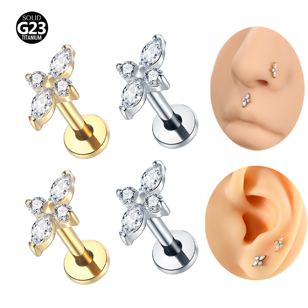 1PC G23 Titanium Labret Pierci - Flat Back Labret Stud 评论和价格