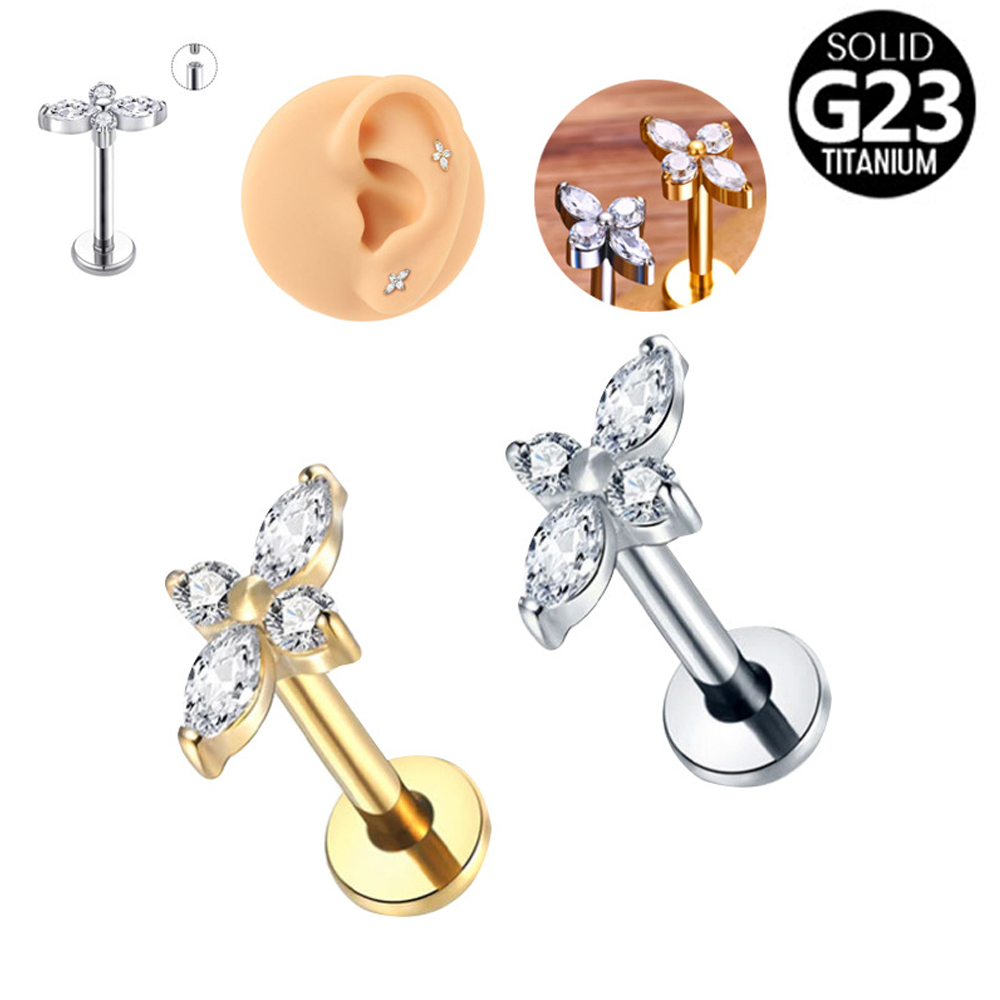 1PC G23 Titanium Labret Pierci - Flat Back Labret Stud 评论和价格