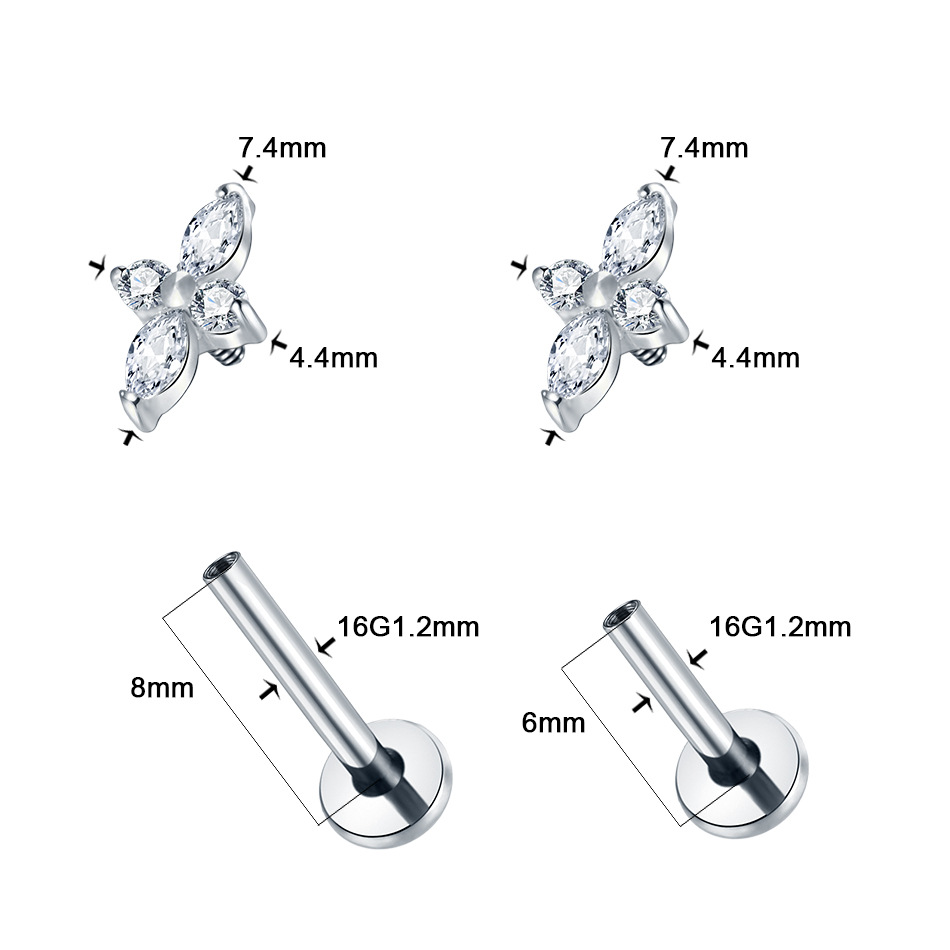 1PC G23 Titanium Labret Pierci - Flat Back Labret Stud 评论和价格