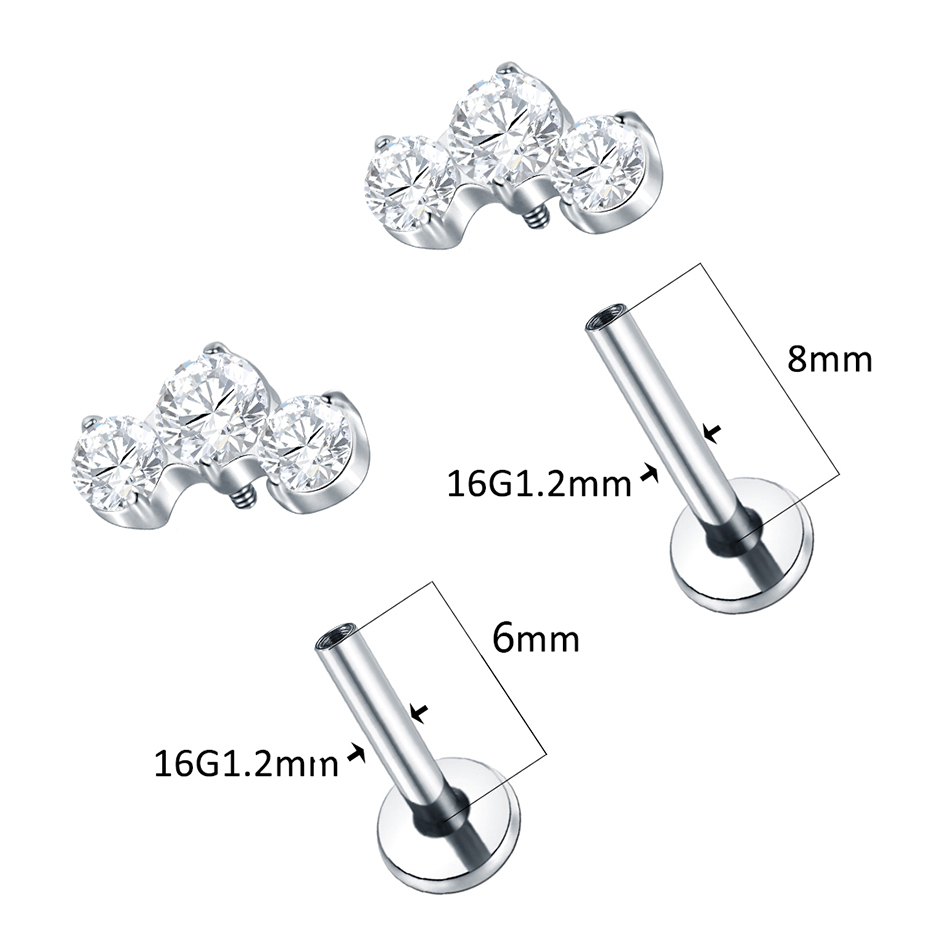 1/5PCS Titanium Piercings CZ L - Zoor Body Jewelry 评论和价格